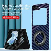 Phone Case For Samsung Galaxy Z Flip 6 Z Flip 5 Z Flip 4 Z Flip 3 Back Cover with Stand Holder Support Wireless Charging Shockproof PC Metal