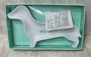 Fringe Studios Ceramic Dog Trinket Tray Tea Bag Holder “ WOOF” Dachschund New