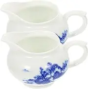 TOYZFRIENDY 2Pcs Blue and White Ceramic Sauce Container Dipping Sauce Cup and Gravy Boat for Easy Serving for Dining Occasions and Outdoor Barbecues Premium Quality and Easy to Clean