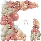154Pcs Dusty Rose Pink Blush Balloons Garland Arch Kit Boho Nude Cream Peach Ret