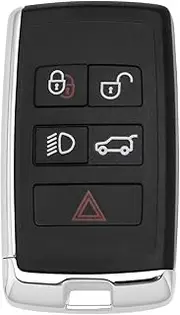 YINETTECH 1pc 5 Button Key Case Fob Remote Key Shell Cover Remote Control 5 Button Pad Compatible with Range Rover Evoque Sport L551 L405 2018, Black