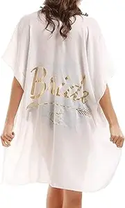 [Funky Junque] Womens Bride Tribe Cover Up Bachelorette Swimsuit Beach Shawl Wrap