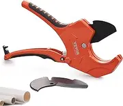 VEVOR PVC Pipe Cutter, 0-2-1/2" O.D. Ratcheting PVC Pipe Cutter, Heavy Duty Tube Cutting Tool with Spare SK5 Blade for PVC, CPVC, PP-R, PEX, PE, Rubber Hoses