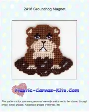 Groundhog Magnet - Plastic Canvas Pattern or Kit