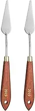 2pcs Palette Knife Painting Tool 2.76" x 0.79" Stainless Steel Teardrop Blade 8.86" Length Spatula Painting Pallet Knives with Hole Beech Wood Handle for Acrylic Canvas, Red/Silver