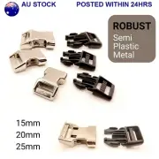 15/20/25mm Robust Semi Plastic Metal Silver Quick Release Buckle Clip Fastener