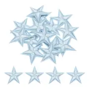 Small 5Star Iron on Patches Embroidered Sew Patch Appliques Sky Blue 15pcs