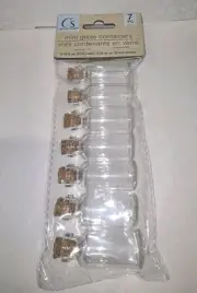 7 Mini Glass Bottles Craft Jars Vials Magic Potions Container w/ Cork - New