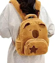 [LeoLeoxx] Stuffed Animal Bookbag - Cute Casual Bag Capybara Plush Animal Backpack | Soft School Bag with Keychain Shoulder Bag for Boys & Girls