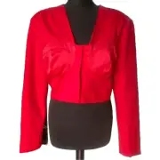Boohoo Size Uk 16 Woven Shoulder Pad Corset Crop Top Red BNWT