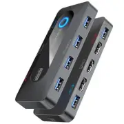 Promate MEDIASWITCH-KVM 4K60Hz KVM Switch with USB 3.0 Expansion