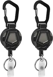 Milifox Retractable Keychain Heavy Duty Badge Reel Carabiner Badge Holder with Steel Retractable Cord for Hanging Carabiner Badge, Key, 2-Pack