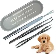 Tick Remover Tool Kit, Stainless Steel Fleas Ticks Remover Kit Pet Dogs Cats Ticks Remover Kit with Storage Box for Pet Dogs Cats Horses and Humans