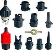 Inflatable Sup Pump Adaptor Set, Compressor Air Valve Adapter Air Pump Converter with 9 Air Valve Nozzles for Stand Up Paddle Board Inflatable Boat Kayaking Dinghy