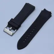 Silicone Rubber Watchband Fit For Guess W0247G3 W0040G3 W0040G7 Watches Strap Black-Silver Buckle