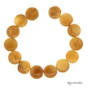 14PC Yellow Aventurine Flat Round Coin Beads 14mm7.5" #78308