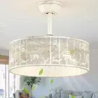 20" Boho Ceiling Fan With Light and Remote, 20 Inch, White Metal Engraving