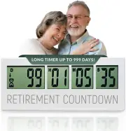 Retirement Countdown Clock - up to 999 Days LCD Digital Timer - Easy to Set