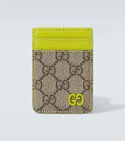 [Gucci] Gucci GG Canvas and leather card holder One Size beige