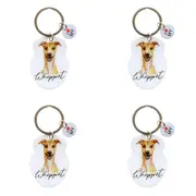 4x Splosh Pet Whippet Keyring Animal Keychain Hanging Bag Accessory 4x8.5cm