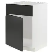 METOD base cabinet f sink w door/front, white/Upplöv matt anthracite, 60x60x80 cm