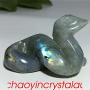 1pc Natural labradorite snake skull quartz crystal carved reiki decoration 2''