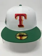 Texas Rangers - New Era Hat Club Fitted Hat - Size 7 1/2 - White Green Red