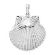 Sterling Silver De-Ani Rhodium-Plated Polished And Textured Scallop Shell Pendant