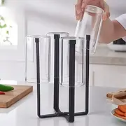 [Laphontab] Drying Rack Bottles, Bottles Drainer Foldable Metal Bottle Holders for Sodastream & Drying Rack Baby Bottles. Bottle Stand for Draining for Kitchen (Black)