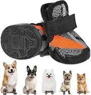 AUTOWT Boots, 2 PCS Breathable Paw Protector, Dual Outdoor Non-Slip Shoes With Reflective Strip for Injured Paws, Comfortable Walking Boots for Small Medium Large Dogs (Black Gray, 3)