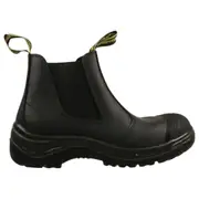 Woodlands Foreman Mens Steel Cap Safety Pull On Work Black Leather Boots