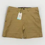 prAna Alameda Shorts Embark Brown Standard Fit Stretch Men's 9" Inseam Size 32
