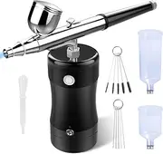 [COSSCCI] Handheld Airbrush Kit, Mini Air Compressor Spray Gun Single Action USB Rechargeable Airbrush Set for Makeup Art Nail Painting Tattoo Manicure Cakes (Black)