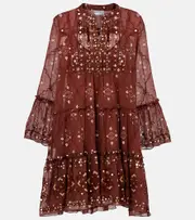 [Juliet Dunn] Juliet Dunn Sequined cotton minidress UK 14 brown