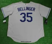Nike Men's BELLINGER LA Dodgers Road Baseball Jersey, Grey, Size XL