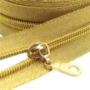 #5 Gold Metallic Nylon Coil Zippers by the Yard Bulk 10 Yards with 25Pcs