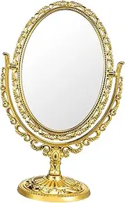 TOVINANNA Vintage Makeup Mirror European Retro Design Double Sided Desk Mirror for Home Decor