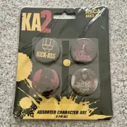 KICK-ASS 2 Assorted Character Art 4 Pin Button Badge Set By NECA “New”