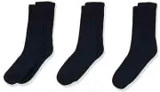 Jefferies Socks Boys Navy Seamless Half Cushion 3 Pack Crew Socks Size M L92449