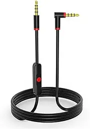 Black Replacement Beats Audio Cable + Inline Remote / Microphone for Beats by Headphone Solo 2/3 - Compatible for Samsung S8 LG V20 G6 iPhone 7