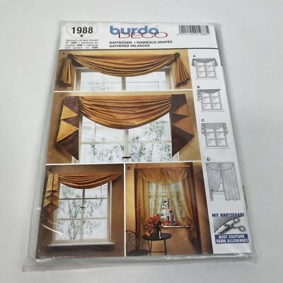 Burda DECO Sewing Pattern 1609 Window Decoration Gathered Valances Curtains