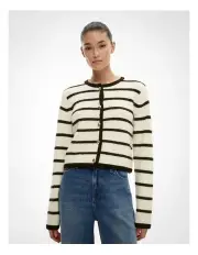 [Witchery] Button Boucle Cardigan in Black Stripe