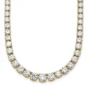 14k Yellow Gold 28 1/2 Ct. Lab Grown Diamond VS/SI+ G+ Round 18 inch Graduated Tennis Necklace