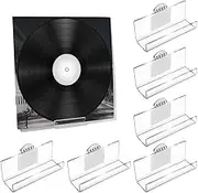 Snblzhef 6 Pack Vinyl Record Holder Wall Mount No Drill Self Adhesive Acrylic Record Shelf Display Racks for LP Album Covers CD