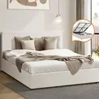 Bed Frame Queen Double King Single Size Gas Lift Base W/ Storage Boucle Oikiture