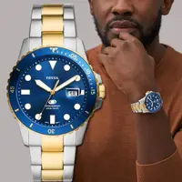 在飛比找momo購物網優惠-【FOSSIL】Blue Dive 潛水風格手錶-42mm(