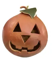 Meadowbrooke Gourds Large Jack O Lantern Lighted Halloween Pumpkin, 11”