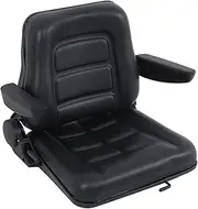 Universal Fold Down Black Forklift Seat with Adjustable Angle Back and Slide and Armrest