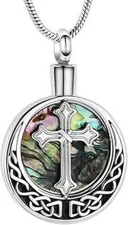 BIAIHQIE Cross Memorial Cremation Ashes Urn Pendant Necklace for Ashes Holder Small Urns Keepsake Ash Jewelry