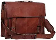 Leather Briefcase for Men and Women 18 inch Handmade Leather Messenger Bag for Laptop Best Computer Satchel School Distressed Bag by Komal's Passion Leather